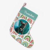 Kerst Boho Rainbow's Pet Photo Kleine Kerstsok (Voorkant (Hangend))