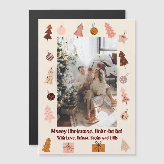 Kerst Boho Vrolijk Kerstfeest Boho ho ho! (Voorkant / Achterkant)