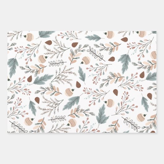 Kerst Boho Winter Greenery Inpakpapier Vel (Voorkant 2)