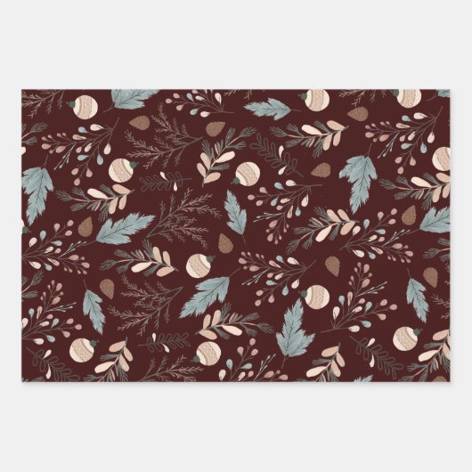 Kerst Boho Winter Greenery Inpakpapier Vel (Voorkant)