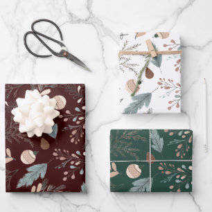 Kerst Boho Winter Greenery Inpakpapier Vel