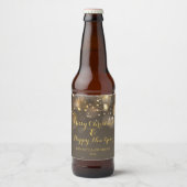 Kerst Bokeh Bier Fles Label Bier Etiket (Voorkant)