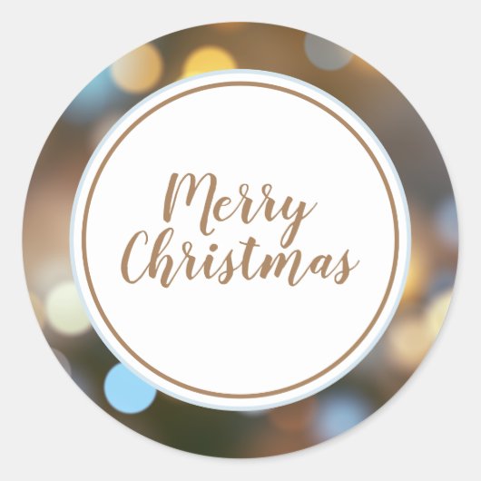 Kerst Bokeh Lichten Moderne Feestdagen Ronde Sticker (Voorkant)