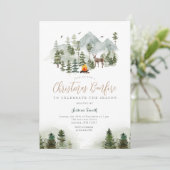 Kerst Bonfire Winter Forest Deer Holiday Party Kaart (Staand voorkant)