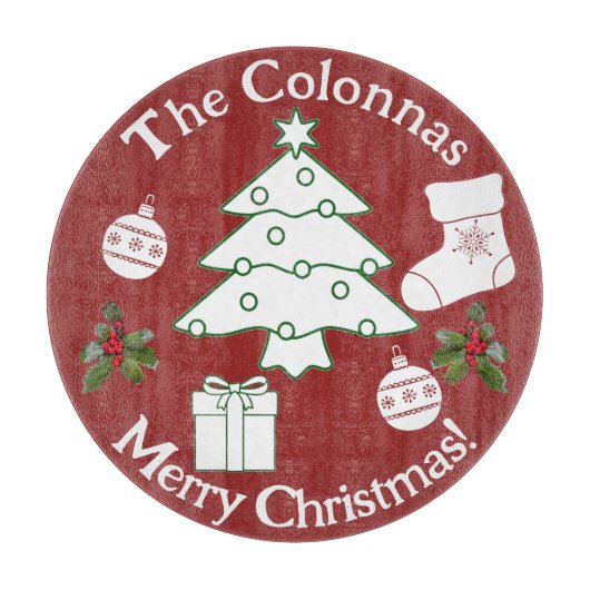 Kerst boom glas snijplank (Voorkant)