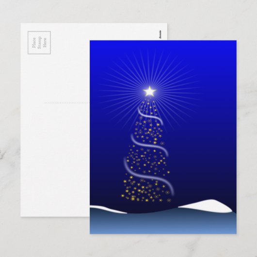 Kerst- Boom & Ster Feestdagenkaart (Voorkant / Achterkant)