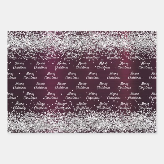Kerst bordeaux zilver elegant inpakpapier vel (Voorkant 3)