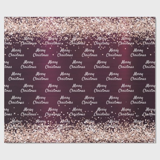 Kerst bordeauxrood roos elegant cadeaupapier (Vlak)