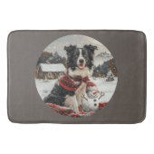Kerst Border Collie Dog Snowman Badmat (Voorkant)