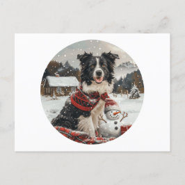 Kerst Border Collie Dog Snowman Feestdagenkaart
