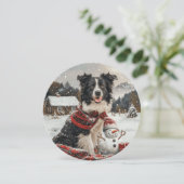 Kerst Border Collie Dog Snowman Feestdagenkaart (Staand voorkant)