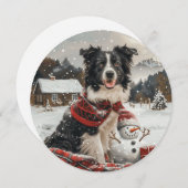 Kerst Border Collie Dog Snowman Feestdagenkaart (Voorkant / Achterkant)