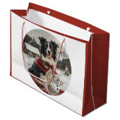 Kerst Border Collie Dog Snowman Groot Cadeauzakje (Voorkant Gekanteld)