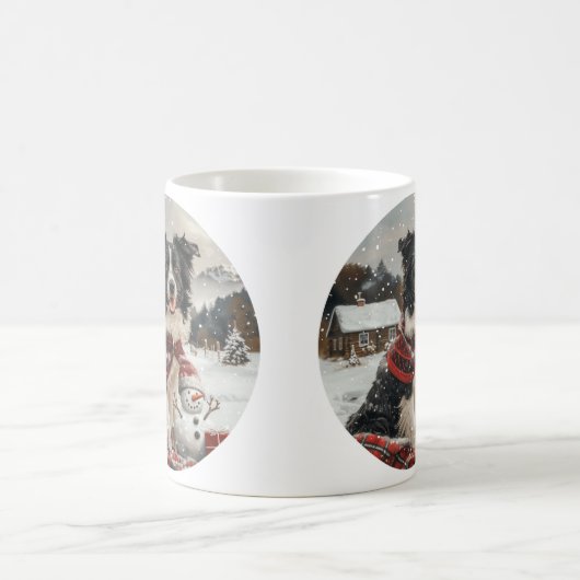 Kerst Border Collie Dog Snowman Koffiemok (Center)