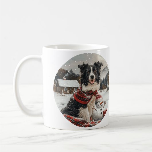 Kerst Border Collie Dog Snowman Koffiemok (Links)