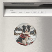 Kerst Border Collie Dog Snowman Magneet (Insitu (Vaatwasser))