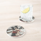 Kerst Border Collie Dog Snowman Zandsteen Onderzetter (Zijkant)