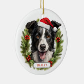 Kerst Border Collie Keramische Cirkel Ornament (Rechts)