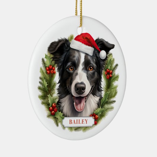 Kerst Border Collie Keramische Cirkel Ornament (Rechts)