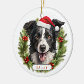 Kerst Border Collie Keramische Cirkel Ornament (Links)