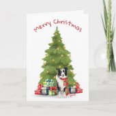 Kerst Border Collie met geschenken Feestdagen Kaart (Voorkant)