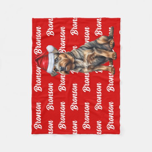 Kerst Border Terrier met de naam van de hond Fleece Deken (Voorkant)