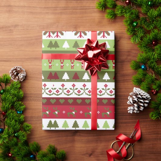 Kerst Borduurwerk Inpakpapier (Feestdagen Geschenken)