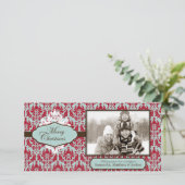 Kerst Borduurwerk Retro Fotokaart Feestdagenkaart (Staand voorkant)