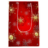 Kerst Borrel Zwart Gestreepte Dinner Party Rood  Medium Cadeauzakje (Achterkant)