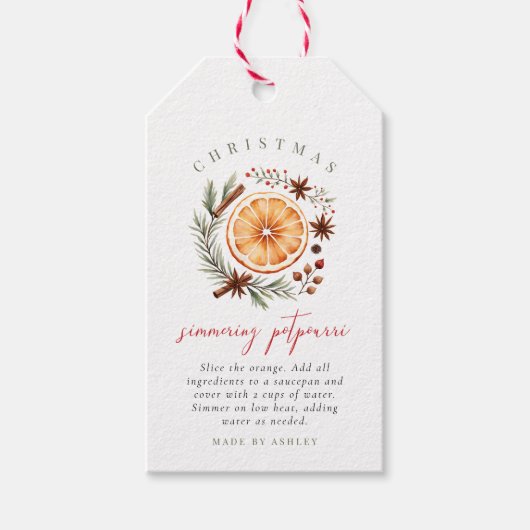 Kerst Borrelende Potpourri Cadeaulabel (Voorkant)