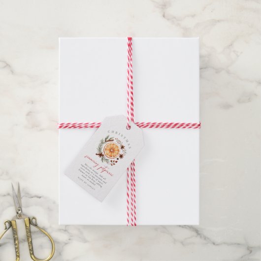 Kerst Borrelende Potpourri Cadeaulabel (Met Touw)