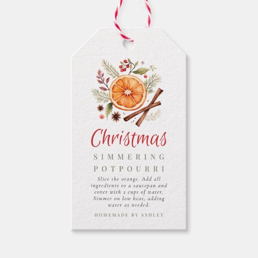 Kerst Borrelende Potpourri Cadeaulabel (Voorkant)