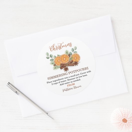 Kerst Borrelende Potpourri Persoonlijk Ronde Sticker (Envelop)