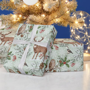 Kerst bos botanisch cadeaupapier