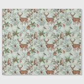 Kerst bos botanisch cadeaupapier (Vlak)