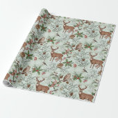 Kerst bos botanisch cadeaupapier (Uitgerold)