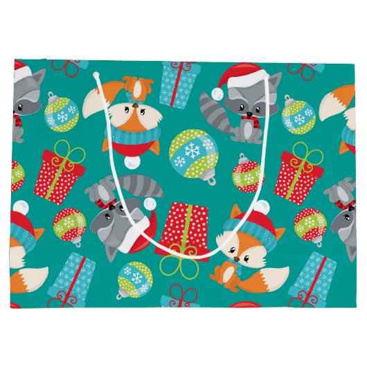 Kerst-bos-dierpatroontas Groot Cadeauzakje (Achterkant)