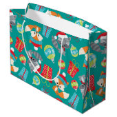 Kerst-bos-dierpatroontas Groot Cadeauzakje (Achterkant Gekanteld)