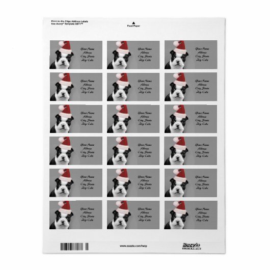 Kerst Boston Terrier adresetiketten Etiket (Full Sheet)