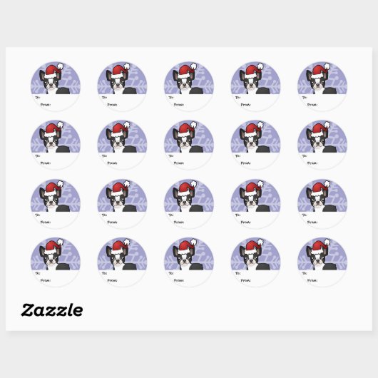Kerst Boston Terrier cadeau Labels (Vel)