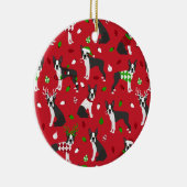 Kerst Boston Terrier Ceramic Ornament (Rechts)