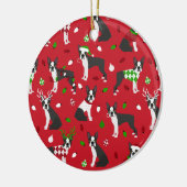 Kerst Boston Terrier Ceramic Ornament (Links)