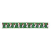 Kerst Boston Terrier Green 3-inch bruinkoolstof Grosgrain Lint (Voorkant)
