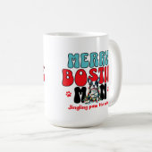 Kerst Boston Terrier Hond Mam Koffiemok (Voorkant rechts)