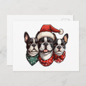 Kerst Boston Terrier Honden Briefkaart (Voorkant / Achterkant)