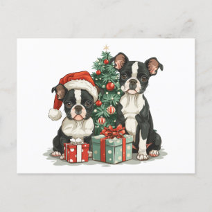 Kerst Boston Terrier Honden Briefkaart