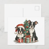 Kerst Boston Terrier Honden Briefkaart (Voorkant / Achterkant)