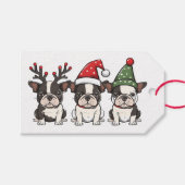 Kerst Boston Terrier Honden Cadeaulabel (Voorkant (Horizontaal))
