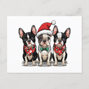Kerst Boston Terrier Honden Feestdagenkaart