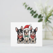 Kerst Boston Terrier Honden Feestdagenkaart (Staand voorkant)